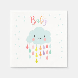 Serviette En Papier Papier Cloud Napkin Baby sprinkle Raindrops Douche