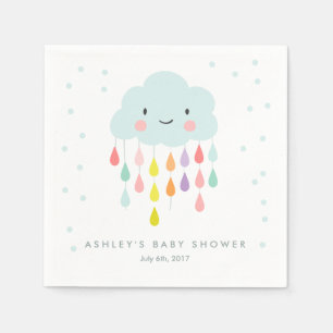 Serviette En Papier Papier Cloud Napkin Baby sprinkle Raindrops Douche