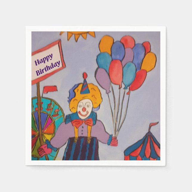 Serviette En Papier Papier clown d'anniversaire Napkin (Devant)