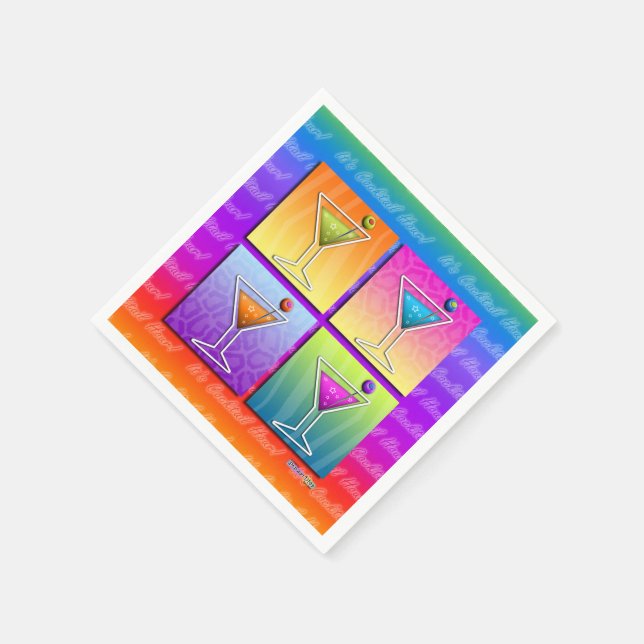 SERVIETTE EN PAPIER PAPIER COCKTAIL NAPKINS - PANNEAUX MARTINI POP ART (Coin)