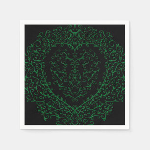 Serviette En Papier Papier coeur gothique Napkin vert et noir 3