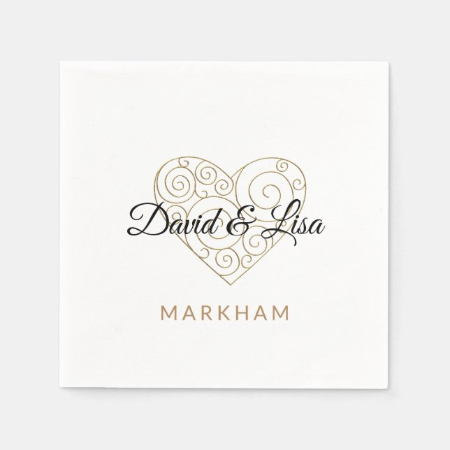 Serviette En Papier Papier Coeur Or Napkin (Devant)