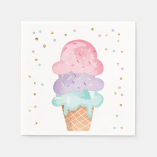 Serviette En Papier Papier Confetti à la crème de glace rose à la ment