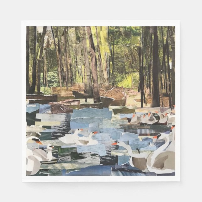 Serviette En Papier Papier coupé "Swans On the River" de Willowcatdesi (Devant)