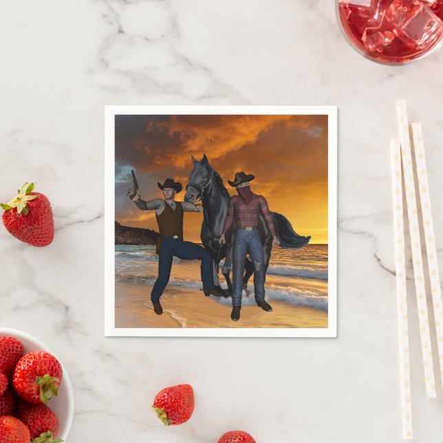 Serviette En Papier Papier, Cowboys Horse Country (En situation)