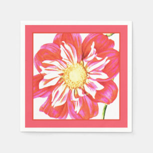 Serviette En Papier Papier dahlia rayé rouge et blanc corail