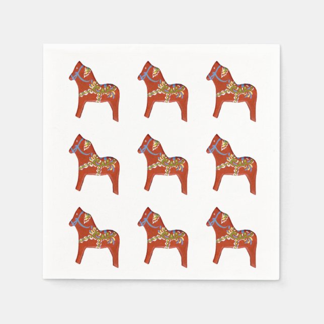 Serviette En Papier Papier Dala Horse Napkin (Devant)
