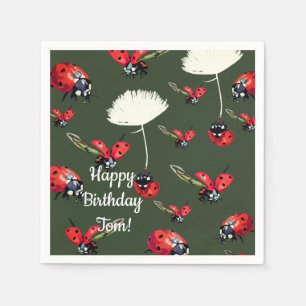 Serviette En Papier Papier d'anniversaire adorable Ladybugs