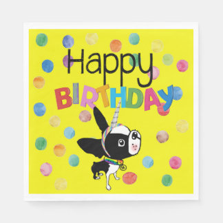 Serviette En Papier Papier d'anniversaire Boston Terrier Mirabelle
