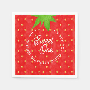 Serviette En Papier Papier d'anniversaire de la fraise Sweet One