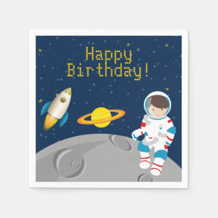 Serviette En Papier Papier d'anniversaire de l'astronaute spatial