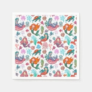 Serviette En Papier Papier d'anniversaire de petite sirène Napkin
