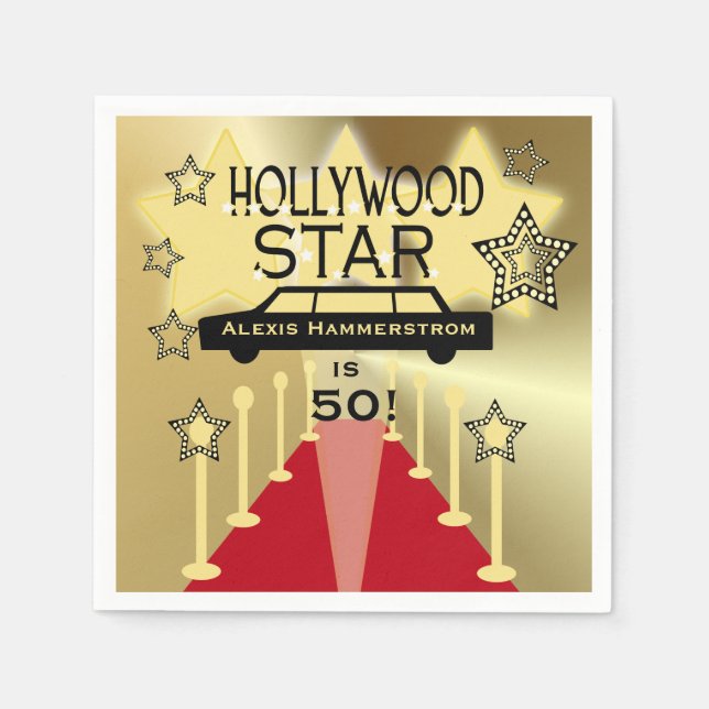 Serviette En Papier Papier d'anniversaire Hollywood Star personnalisé (Devant)