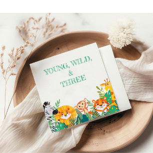 Serviette En Papier Papier d'anniversaire, jeune, sauvage et trois
