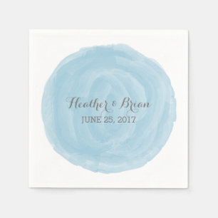 Serviette En Papier Papier d'aquarelle bleu rond