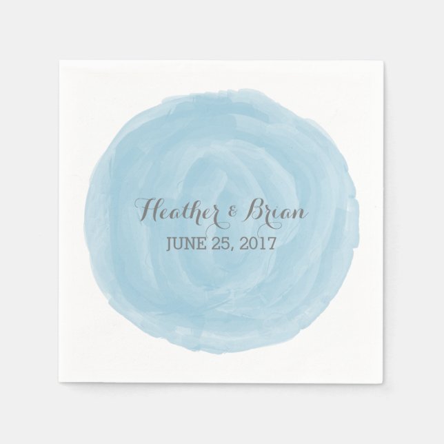 Serviette En Papier Papier d'aquarelle bleu rond (Devant)