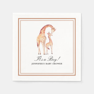 Serviette En Papier Papier d'aquarelle de girafe de safari