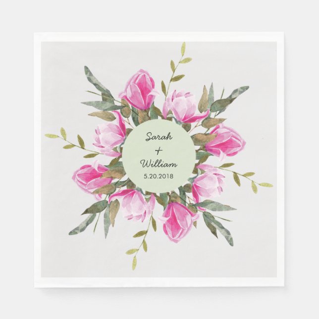 Serviette En Papier Papier d'aquarelle florale Magnolia Napkin (Devant)