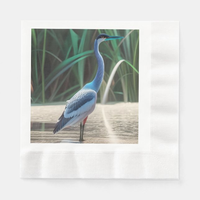 Serviette En Papier Papier d'aquarelle Great Blue Heron (Devant)