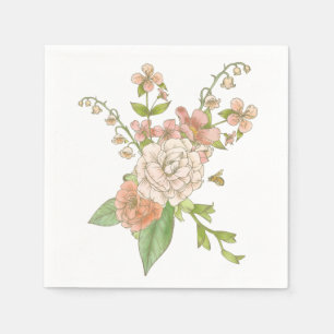 Serviette En Papier Papier d'aquarelle rose Bouquet de printemps