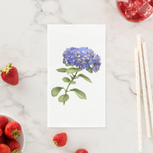 Serviette En Papier Papier d'art botanique floral d'hortensia bleu
