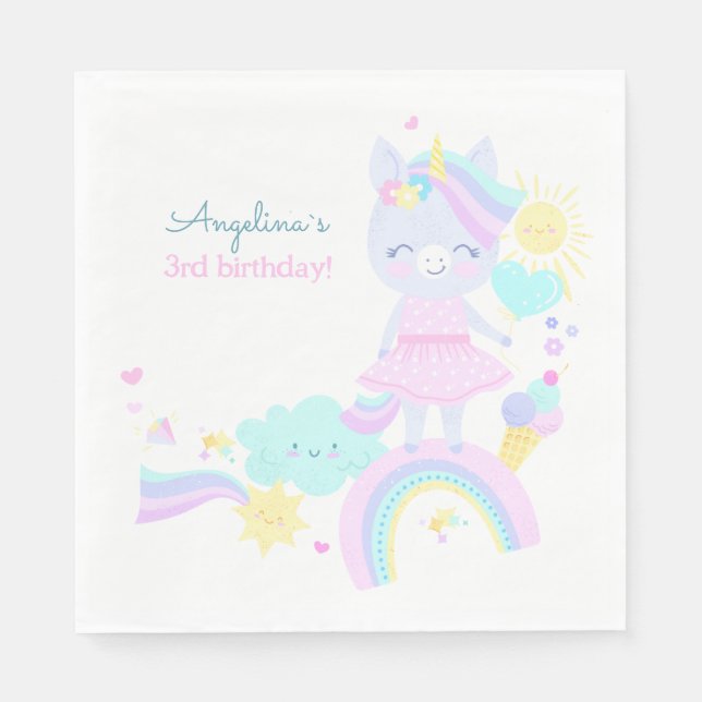 Serviette En Papier Papier de 3e anniversaire Napkin. (Devant)