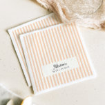 Serviette En Papier Papier de Baby shower à rayures de broche<br><div class="desc">serviettes en papier baby shower de notre collection thématique "Sweet little peach",  avec un arrière - plan rayé pastel peach et une police de caractères vintage.</div>