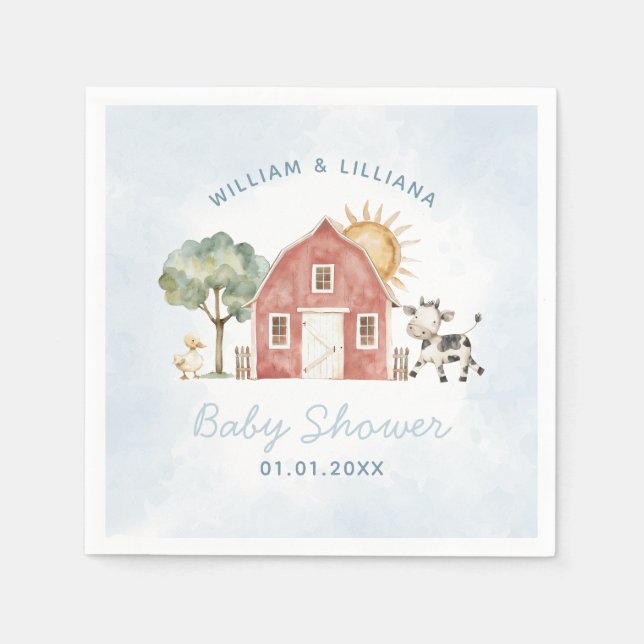 Serviette En Papier Papier de Baby shower agricole (Devant)