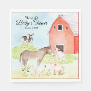 Serviette En Papier Papier de Baby shower animal de ferme