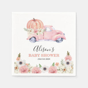Serviette En Papier Papier de Baby shower de camion Citrouille rose au