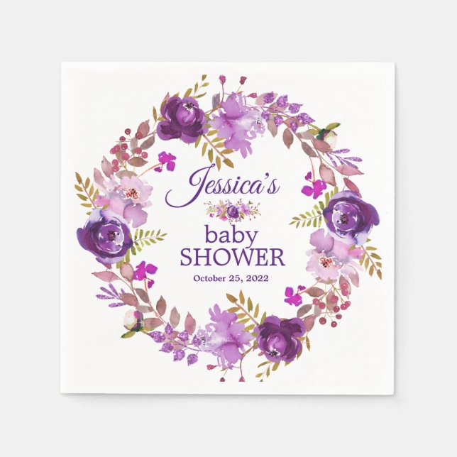 Serviette En Papier Papier de Baby shower de parties scintillant d'or  (Devant)