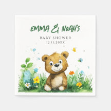Papier de Baby shower d'ours en bois
