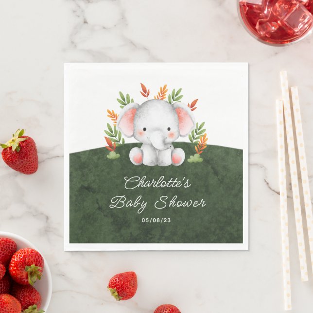 Serviette En Papier Papier de Baby shower Jungle Elephant (En situation)