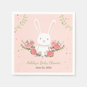 Serviette En Papier Papier de Baby shower lapin Napkin Woodland Rose G