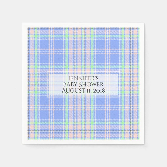 Serviette En Papier Papier de Baby shower Pastel Plaid (Devant)