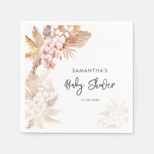 Serviette En Papier Papier de Baby shower pour fille en laiton de Pamp (Devant)