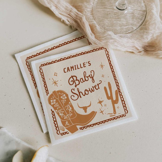 Serviette En Papier Papier de Baby shower Rustique Western Cowboy (Rustic Cowboy Baby Shower Paper Napkins                       )
