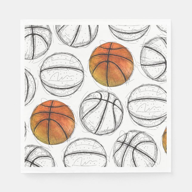 Serviette En Papier Papier de basket-ball aquarelle (Devant)