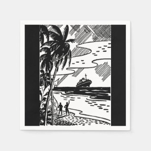 Serviette En Papier Papier de bateau de croisière rétro Napkin