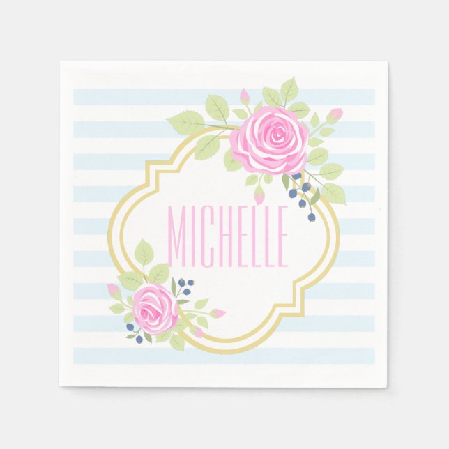 Serviette En Papier Papier de bleuet Rose (Devant)