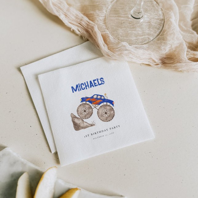 Serviette En Papier Papier de camion Monster bleu vif Napkin (Créateur téléchargé)