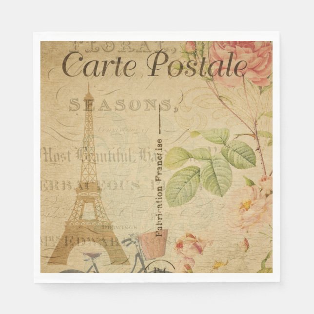 Serviette En Papier Papier de carte postale français Napkin (Devant)
