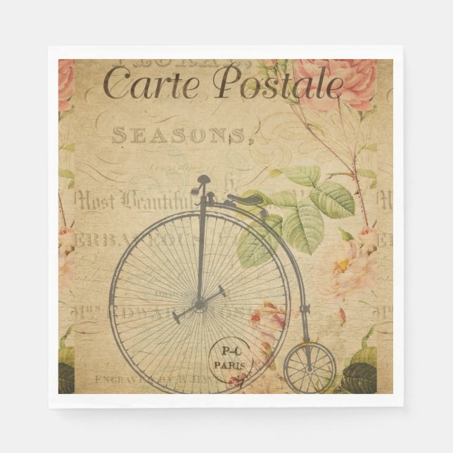 Serviette En Papier Papier de carte postale français Napkin (Devant)