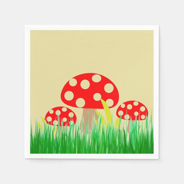 Serviette En Papier Papier de champignons Napkin (Devant)