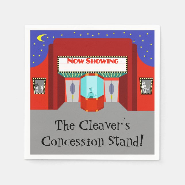 Serviette En Papier Papier de cinéma rétro personnalisable (Devant)