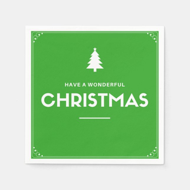 Serviette En Papier Papier de Cocktail de Noël serviettes, vert (Devant)