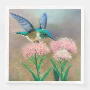 Serviette En Papier Papier de colibri et de fleurs Napkin
