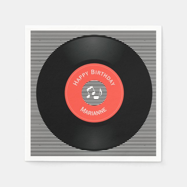 Serviette En Papier Papier de conception Vinyl Records (Devant)