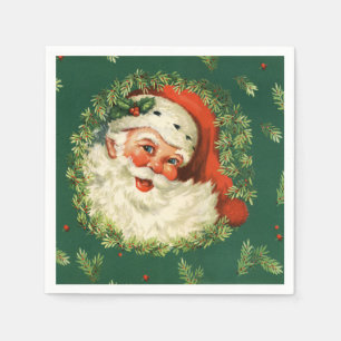 Serviette En Papier Papier de courge de Père Noël vintage et de pin