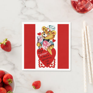 Serviette En Papier Papier de crème glacée et ours de Saint Valentin r